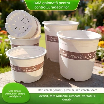 Ghiveci rotund din rășină albă, gros, cu ventilație și control al rădăcinilor, pentru trandafiri și hortensii, plastic, personalizabil