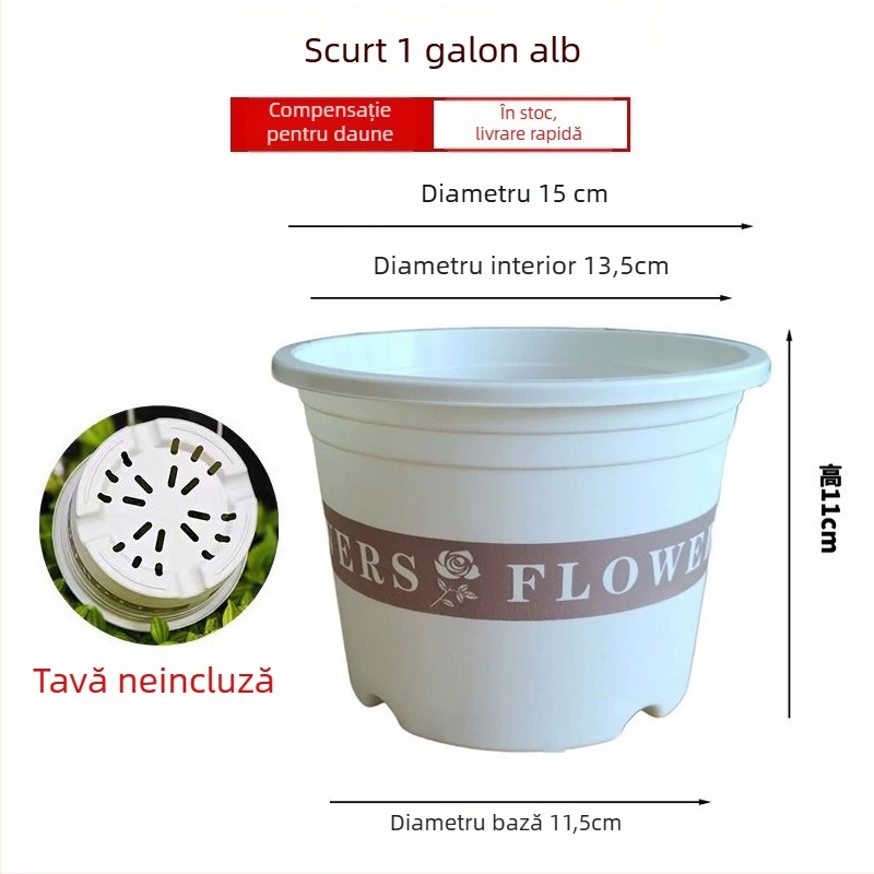 Ghiveci rotund din rășină albă, gros, cu ventilație și control al rădăcinilor, pentru trandafiri și hortensii, plastic, personalizabil