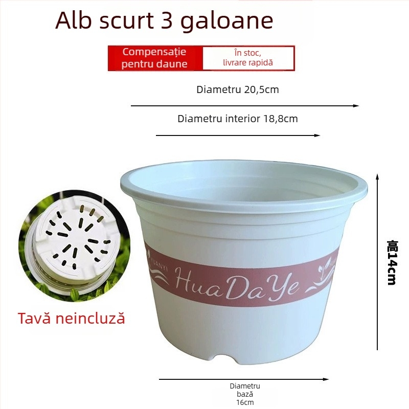 Ghiveci rotund din rășină albă, gros, cu ventilație și control al rădăcinilor, pentru trandafiri și hortensii, plastic, personalizabil