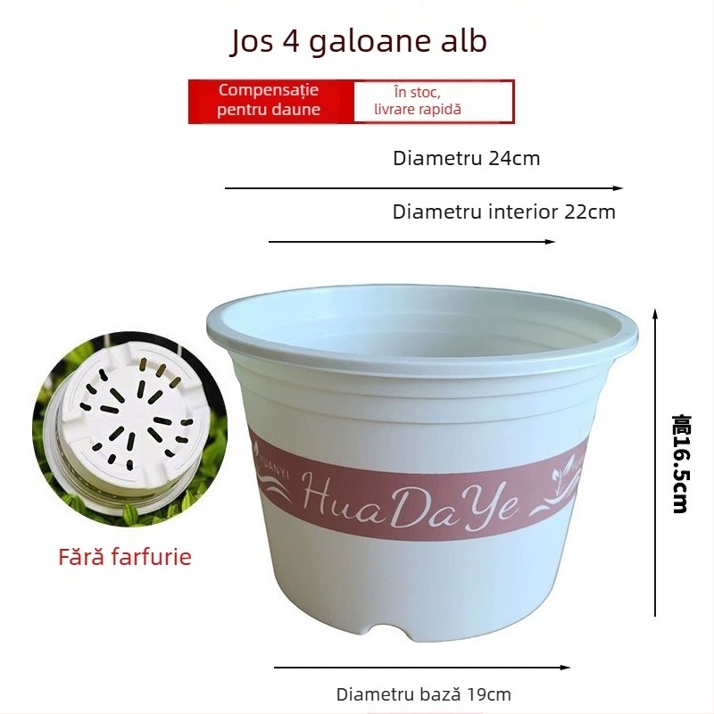 Ghiveci rotund din rășină albă, gros, cu ventilație și control al rădăcinilor, pentru trandafiri și hortensii, plastic, personalizabil