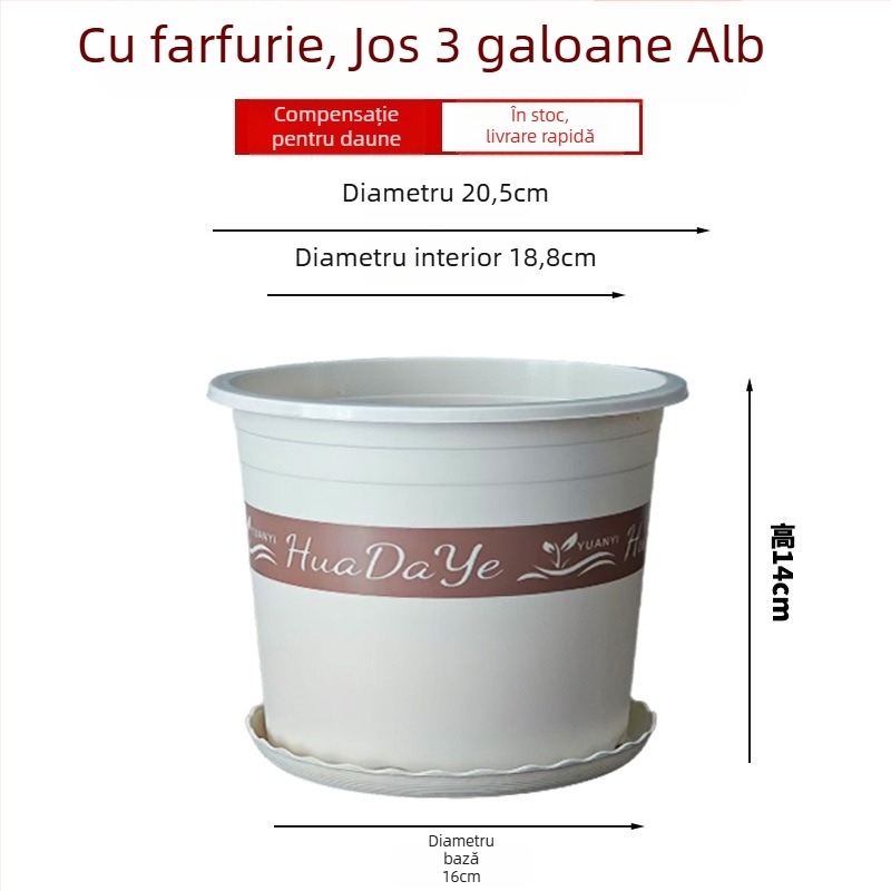 Ghiveci rotund din rășină albă, gros, cu ventilație și control al rădăcinilor, pentru trandafiri și hortensii, plastic, personalizabil