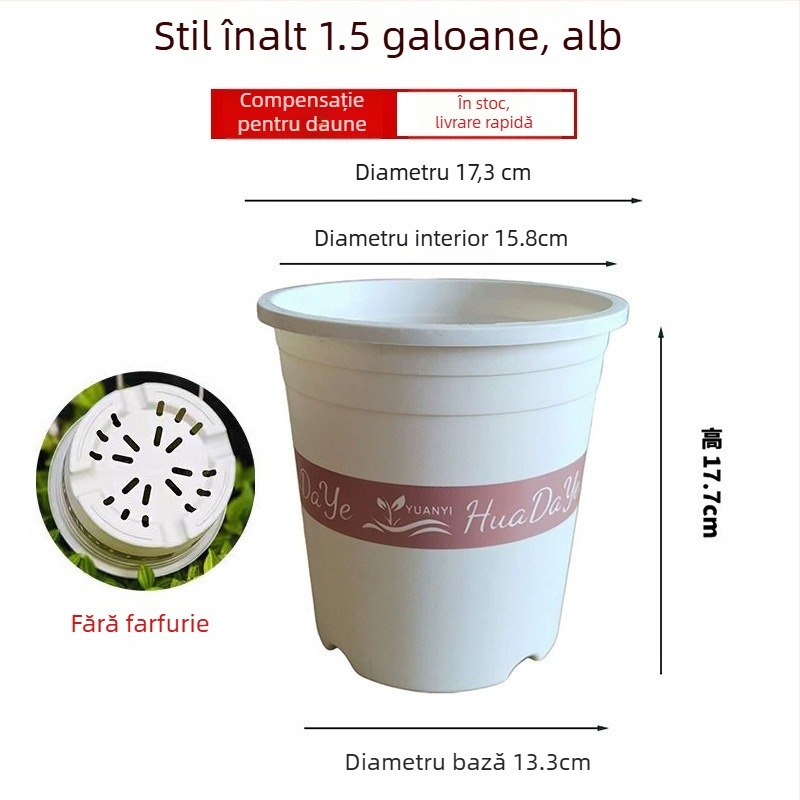 Ghiveci rotund din rășină albă, gros, cu ventilație și control al rădăcinilor, pentru trandafiri și hortensii, plastic, personalizabil
