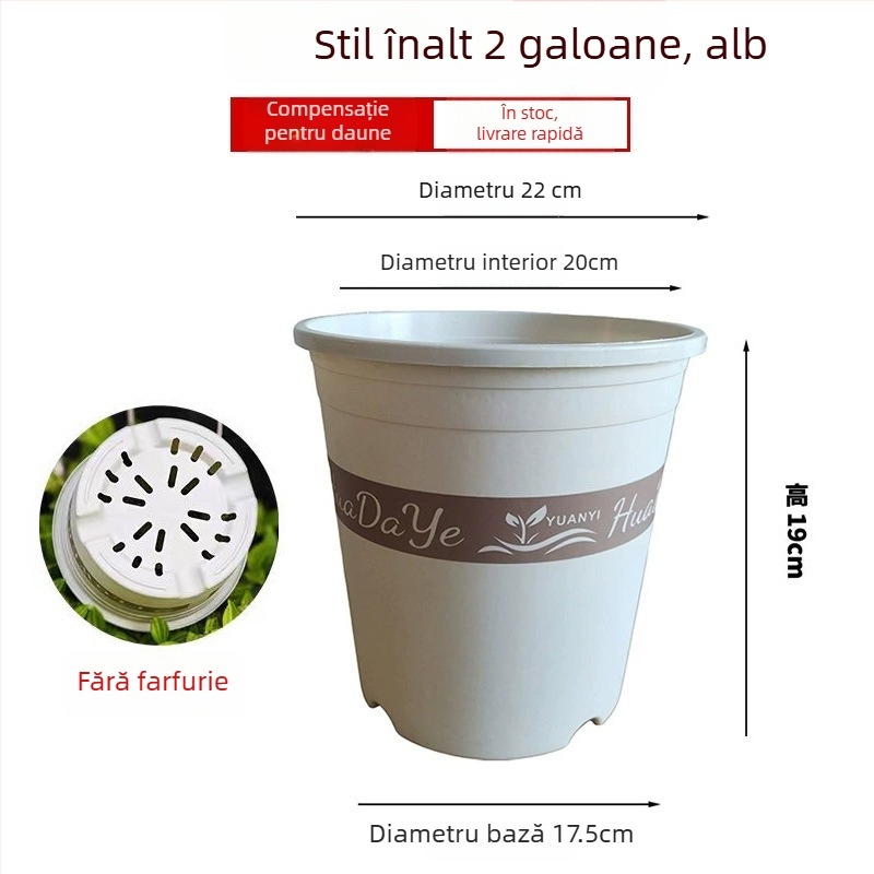 Ghiveci rotund din rășină albă, gros, cu ventilație și control al rădăcinilor, pentru trandafiri și hortensii, plastic, personalizabil