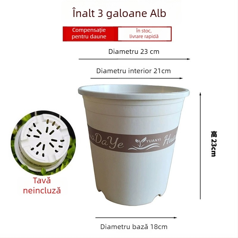 Ghiveci rotund din rășină albă, gros, cu ventilație și control al rădăcinilor, pentru trandafiri și hortensii, plastic, personalizabil
