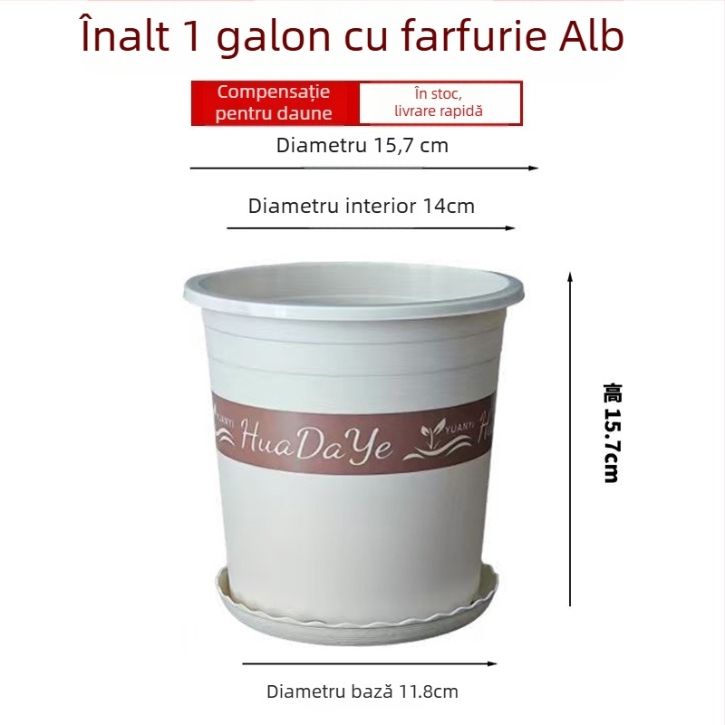 Ghiveci rotund din rășină albă, gros, cu ventilație și control al rădăcinilor, pentru trandafiri și hortensii, plastic, personalizabil