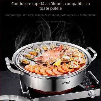 Oală de abur pentru fructe de mare, din oțel inoxidabil 304, 3 etaje, multifuncțional pentru uz casnic