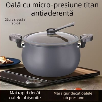 Oală sub presiune multifuncțională, cu capacitate mare, acoperire antiaderentă și capac din sticlă transparent