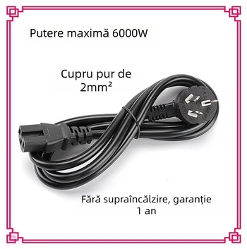 Cablu de alimentare cu trei conductori din cupru, 0,75 mm², izolație PVC, 1,5 m, conector cu trei pini, potrivit pentru monitor PC și oală de gătit orez