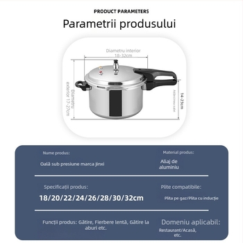 Oală sub presiune Jinxi pentru uz casnic, compatibilă cu aragaz pe gaz și plită cu inducție, universală, de calitate alimentară, rezistentă la explozie, vesela de bucătărie