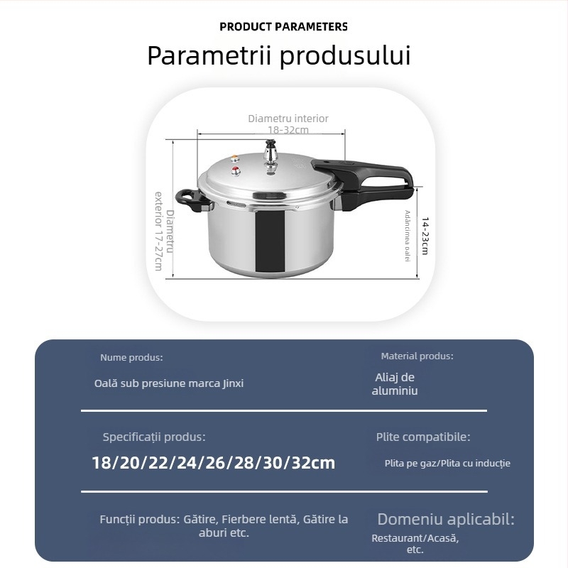 Oală sub presiune Jinxi pentru uz casnic, compatibilă cu aragaz pe gaz și plită cu inducție, universală, de calitate alimentară, rezistentă la explozie, vesela de bucătărie