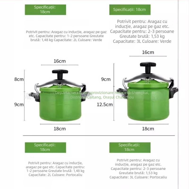 Oală sub presiune mini, rezistentă la explozie, pentru uz casnic, compatibilă cu gaze și plite cu inducție, capacitate 1–3 persoane