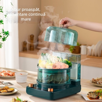 WONREAL aburitor electric pentru uz casnic, cu compartimente separate, două niveluri, pentru gătit ouă la abur