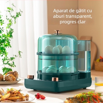 WONREAL aburitor electric pentru uz casnic, cu compartimente separate, două niveluri, pentru gătit ouă la abur