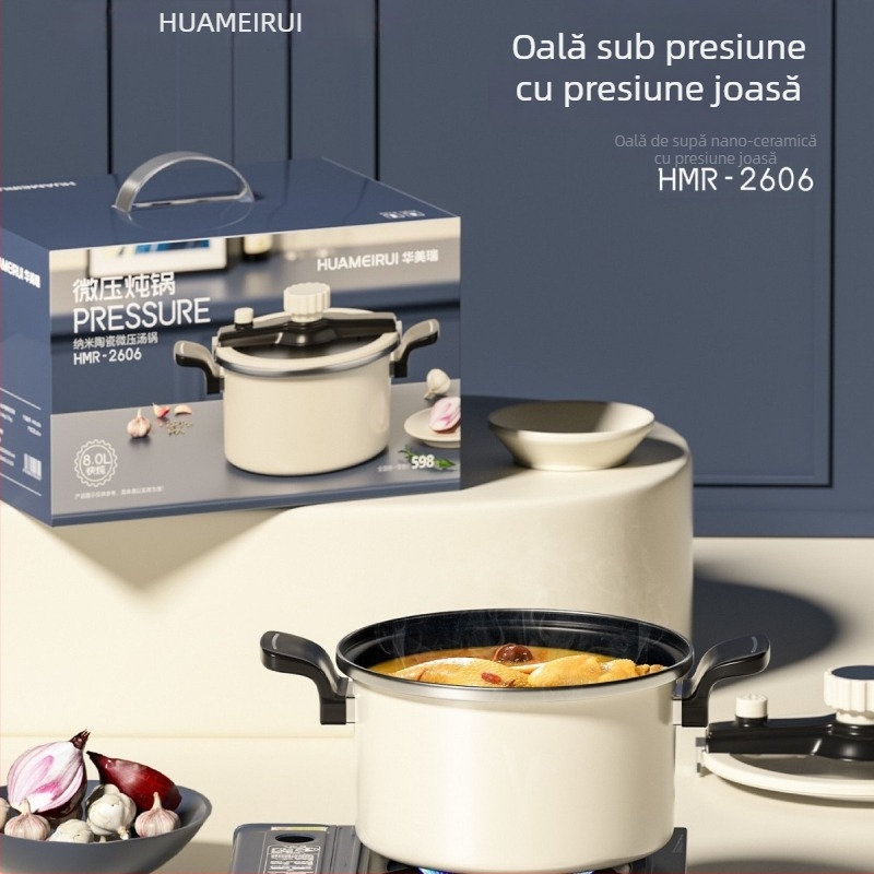 Huameirui oală sub presiune de 8 L, pentru uz casnic, oțel inox, oală antiaderentă