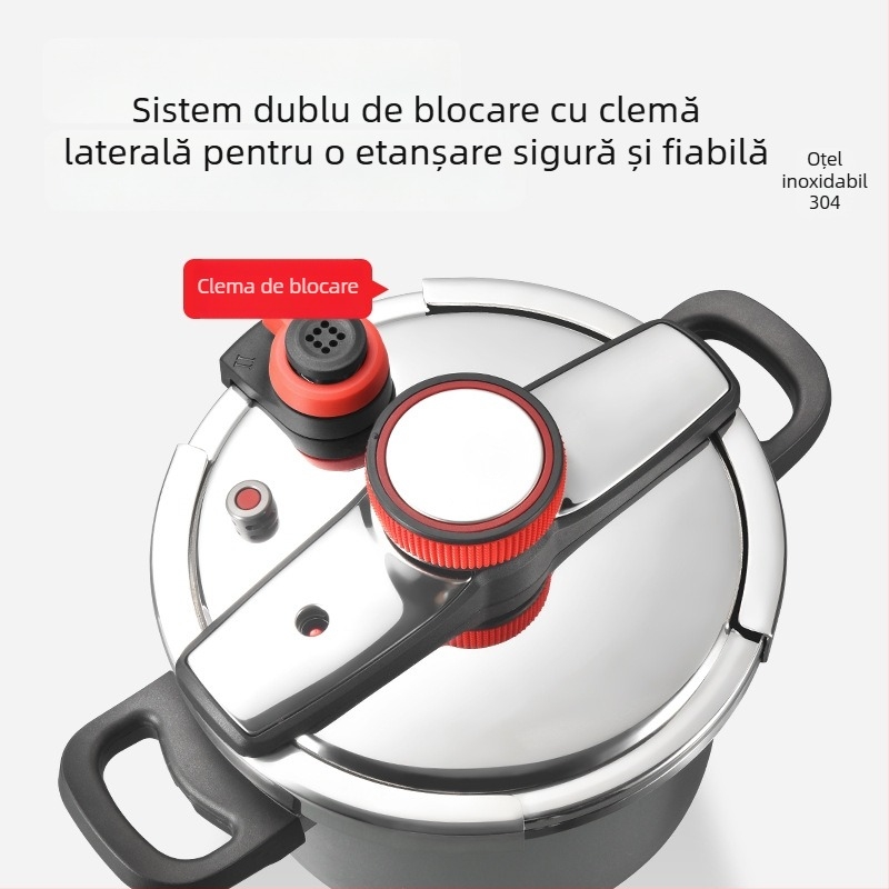 Oală sub presiune din oțel inoxidabil 304, capacitate mare, pentru uz casnic, compatibilă cu aragaz pe gaz, rezistentă la explozii, îngroșată, universală