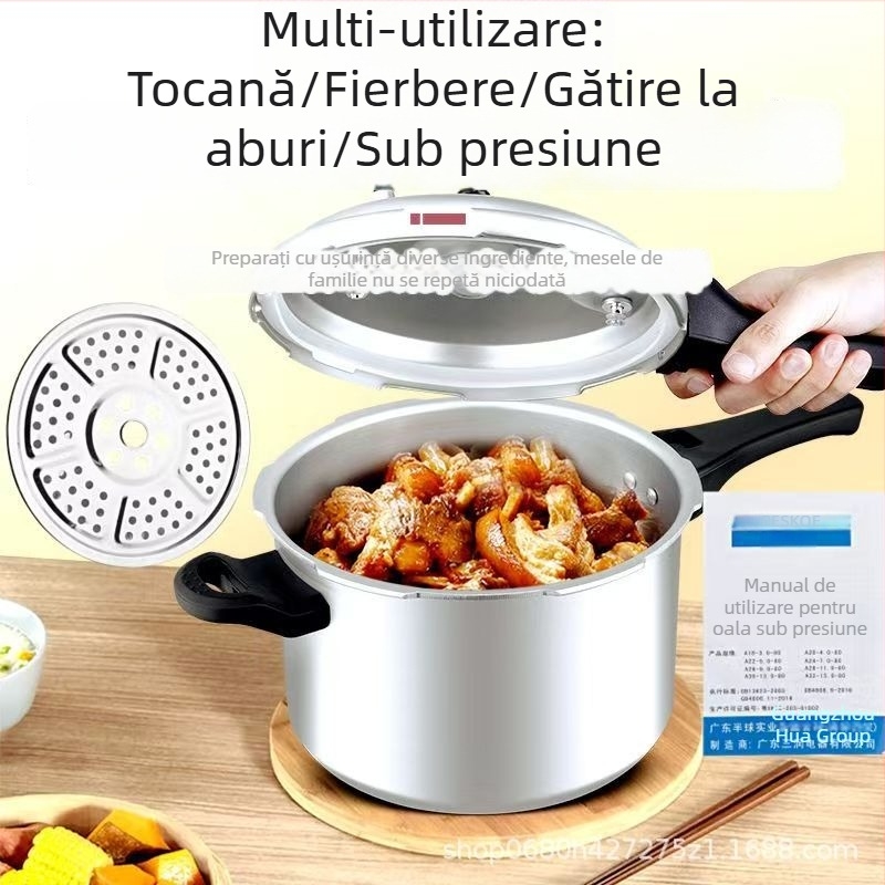 Oală sub presiune hemisferică, rezistentă la explozie, siguranță îmbunătățită, construcție mai groasă, capacitate mare, potrivită pentru plite cu gaz și inducție, uz casnic