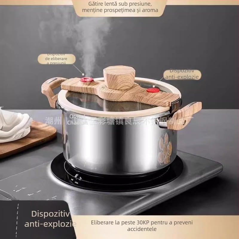 Oală sub presiune din oțel inoxidabil 304, capac închis, capacitate mare – oală de supă multifuncțională pentru uz casnic
