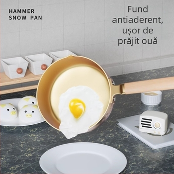 Tigaie japoneză cu strat antiaderent și piatră Maifan, compatibilă cu inducția și aragazul, mică oală pentru ouă prăjite și fiert tăiței, pentru o persoană