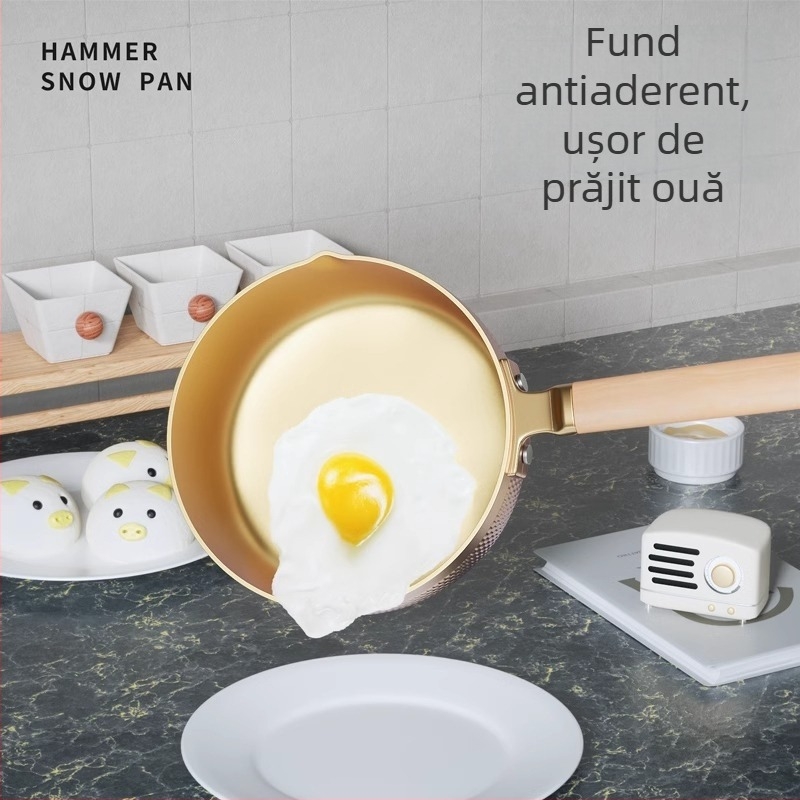 Tigaie japoneză cu strat antiaderent și piatră Maifan, compatibilă cu inducția și aragazul, mică oală pentru ouă prăjite și fiert tăiței, pentru o persoană