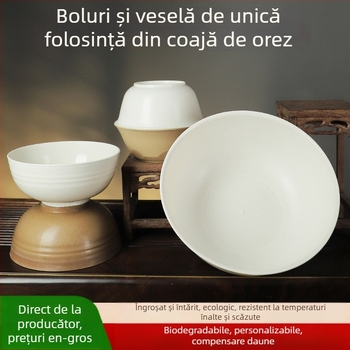 Vasuri de unică folosință din coaja de orez, de calitate alimentară, cu pereți groși, circulare, pentru uz casnic