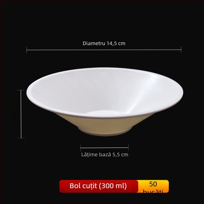 Vasuri de unică folosință din coaja de orez, de calitate alimentară, cu pereți groși, circulare, pentru uz casnic