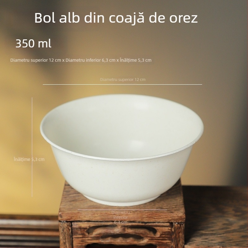 Vasuri de unică folosință din coaja de orez, de calitate alimentară, cu pereți groși, circulare, pentru uz casnic