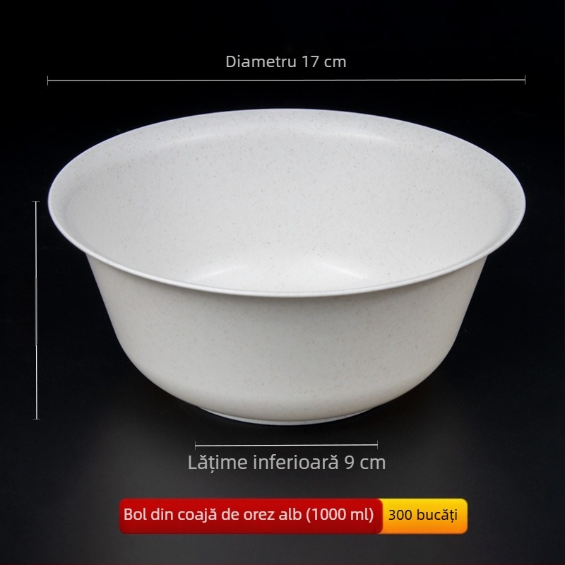 Vasuri de unică folosință din coaja de orez, de calitate alimentară, cu pereți groși, circulare, pentru uz casnic
