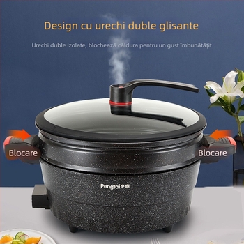 Oală sub presiune electrică compactă și oală de bucătărie electrică, cu strat antiaderent din piatră Maifan, capacitate mare pentru uz casnic