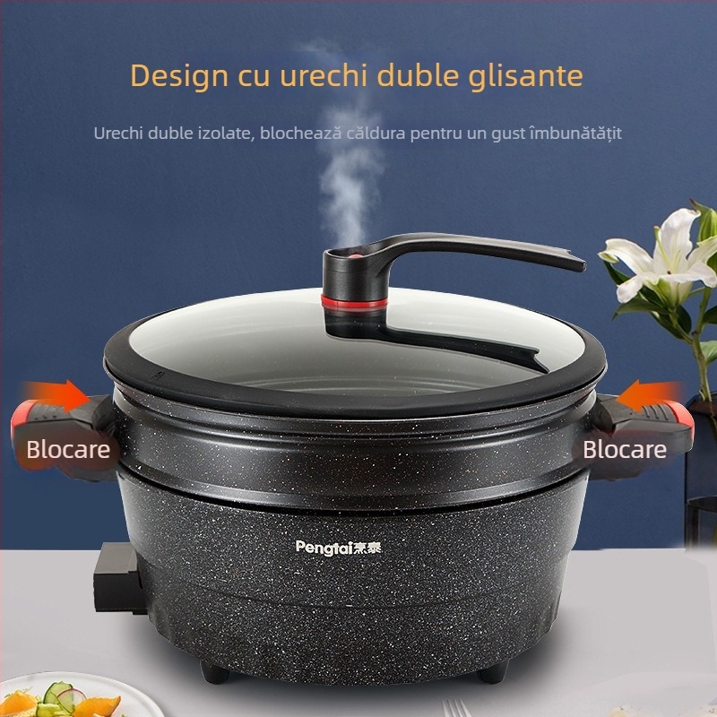 Oală sub presiune electrică compactă și oală de bucătărie electrică, cu strat antiaderent din piatră Maifan, capacitate mare pentru uz casnic