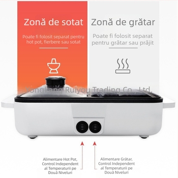Oală electrică all-in-one pentru Shabu-Shabu și grătar, cu strat antiaderent, compactă pentru 1–2 porții