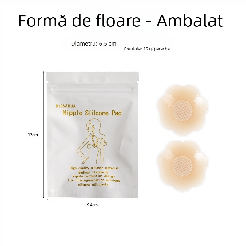 Patch din silicon pentru mameloane, invizibil sub rochia de mireasă și costumul de baie, impermeabil, rotund, mărime universală