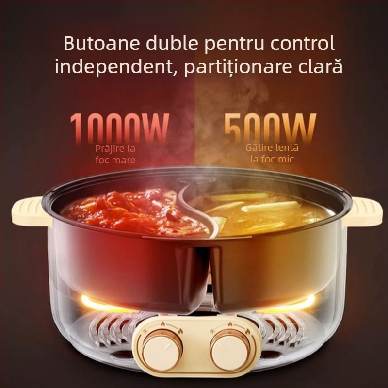 Oală electrică cu două camere, capacitate ultra mare peste 6 litri, pentru întâlniri de birou, familie și cămine studențești