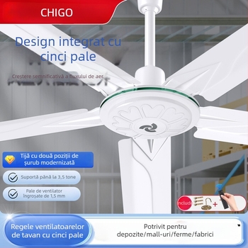 Chigo ventilator de tavan FC-30, înaltă putere, 70W, 220V, telecomandă, 3/5 palete, pentru uz casnic și industrial, 50Hz