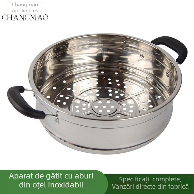 Coș de aburi din oțel inoxidabil 201, margine înălțată, pentru uz casnic, compatibil cu oale wok și tigăi electrice