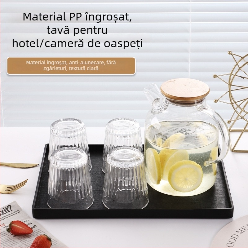 Tăviță dreptunghiulară din plastic melaminat pentru camerele hotelului, servire ceai și apă, depozitare pentru produse de igienă, utilizare în restaurante