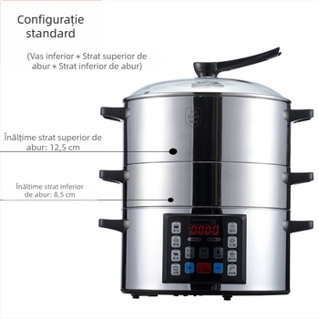 Gătitor la abur electric din oțel inoxidabil 304, 3 niveluri, pentru uz casnic și comercial