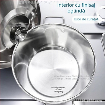 Oală de supă din oțel inoxidabil îngroșat, pentru uz casnic și profesional, cu capacitate mare pentru fierbere și gătit