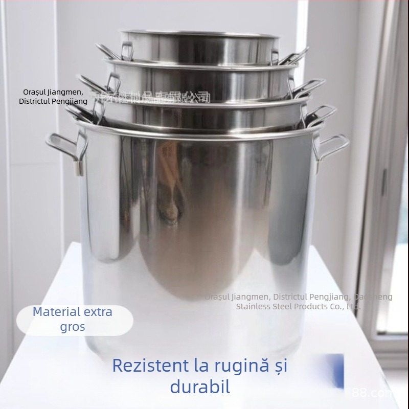 Oală de supă din oțel inoxidabil îngroșat, pentru uz casnic și profesional, cu capacitate mare pentru fierbere și gătit
