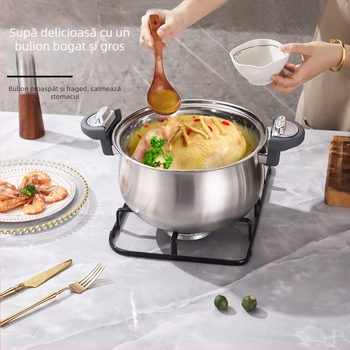 Oală sub presiune din oțel inoxidabil, capacitate mare 26 cm, oală pentru gătit și supe, vaporizator cu mai multe niveluri, pentru uz casnic