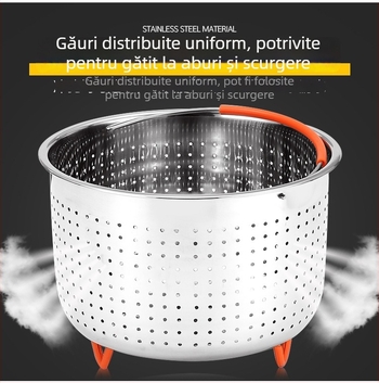 Coș de abur din oțel inoxidabil 304 pentru orez, scurgător pentru fructe și legume, vas multifunctional pentru gătit la abur, separator orez-supă