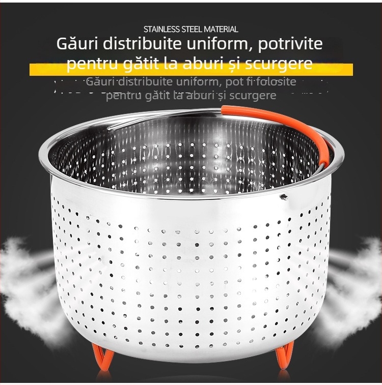 Coș de abur din oțel inoxidabil 304 pentru orez, scurgător pentru fructe și legume, vas multifunctional pentru gătit la abur, separator orez-supă