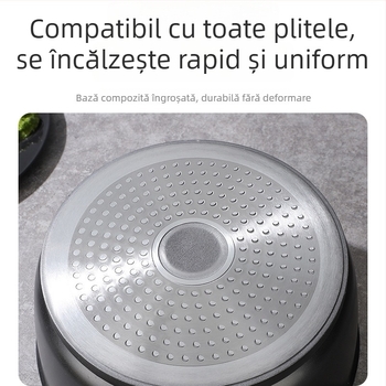 Oală de supă din aluminiu pentru uz casnic, cu mâner dublu, antiaderentă, adâncă, capacitate mare, multifuncțională