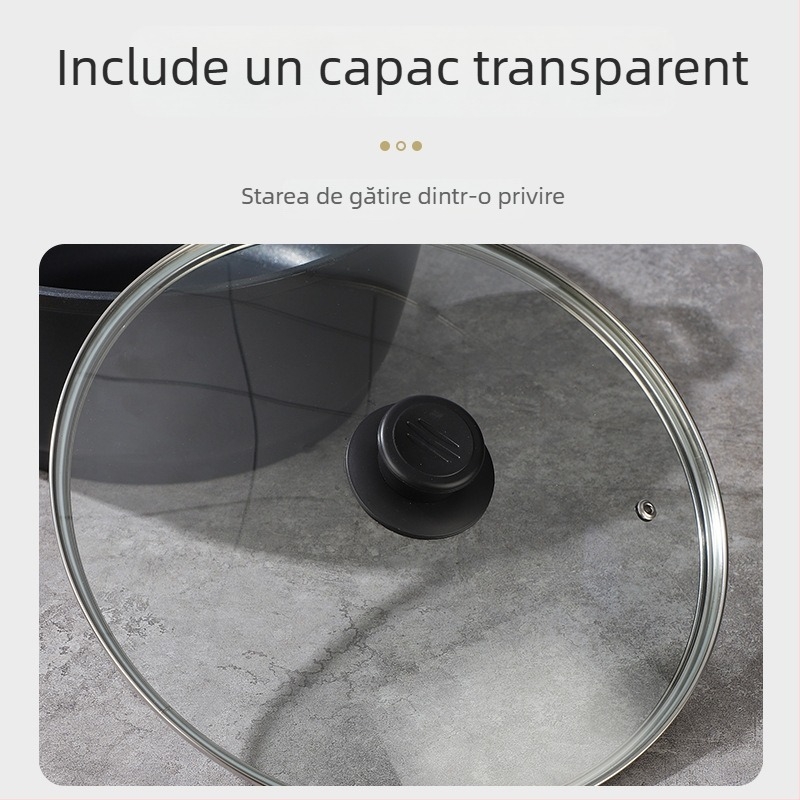 Oală de supă din aluminiu pentru uz casnic, cu mâner dublu, antiaderentă, adâncă, capacitate mare, multifuncțională