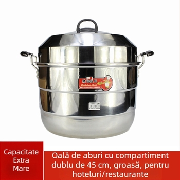 Aburitoare din oțel inoxidabil, dublă, cu două niveluri, pentru uz comercial, capacitate mare pentru aburirea chiflelor și a supelor