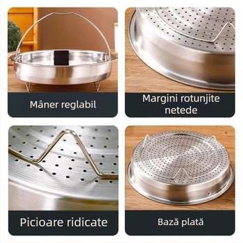 Grilă de abur pentru orez din oțel inoxidabil 304, neporez, pentru oală electrică de gătit orez, grosime extra, pentru chifle mici la abur