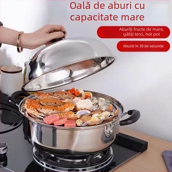 Vas de gătit la abur din oțel inoxidabil, pentru restaurante și hoteluri, capacitate mare, multifuncțional, cu capac înalt, dublu scop