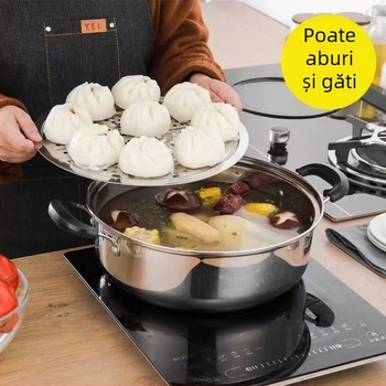 Vas de gătit la abur din oțel inoxidabil, pentru restaurante și hoteluri, capacitate mare, multifuncțional, cu capac înalt, dublu scop
