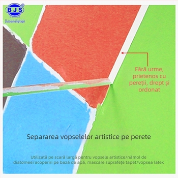 Bandă verde de mascare pentru pereți, cu aderență redusă, fără urme, desprindere manuală, din hârtie japoneză, potrivită pentru vopsea latex și separarea culorilor