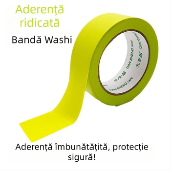 Bandă de mascare pentru pereți exteriori, bandă din hârtie Washi pentru vopsea cu aspect de piatră, culoare verde-măr, aderență mare, pe bază de apă