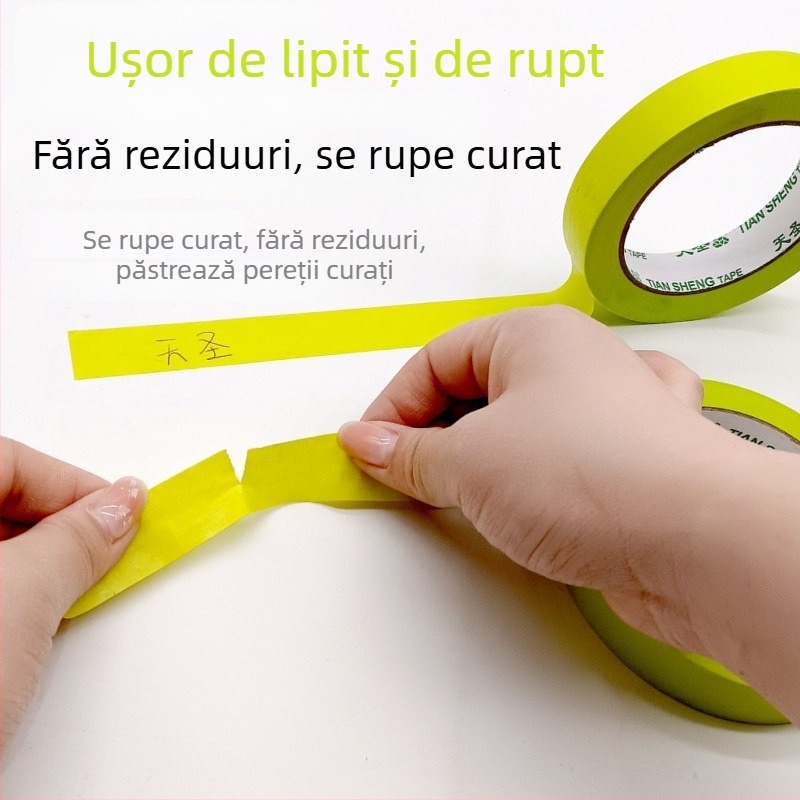 Bandă de mascare pentru pereți exteriori, bandă din hârtie Washi pentru vopsea cu aspect de piatră, culoare verde-măr, aderență mare, pe bază de apă